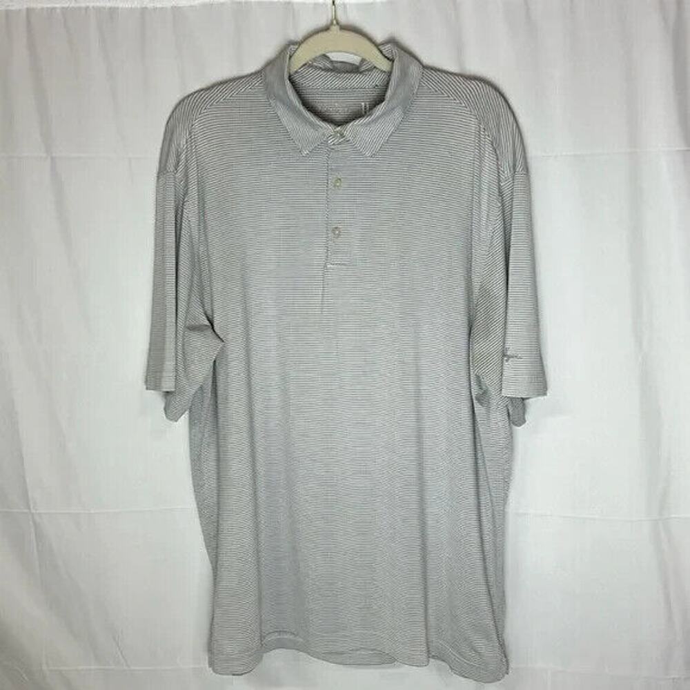 Walter Hagen 11 Majors Golf Polo Shirt Mens XL Gray Striped Performance Stretch